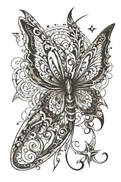 Dagger Butterfly With Crescent Moon