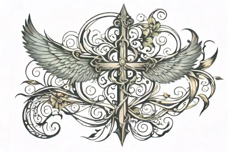 Cross Ribbon Tree Cancer Bird Angel Holding