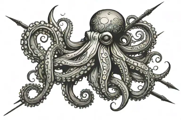 Octopus With A Spear Wrapped