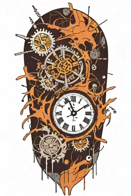 Exploding Clock With Mechanism In Grafitti Style