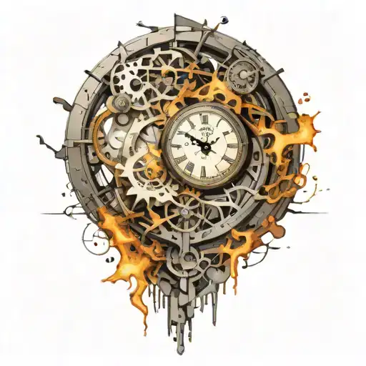 Exploding Broken Clock With Mechanism