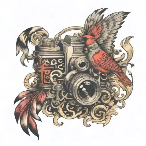 The Word Faith With A Cardinal And A Camera With Leopord Print