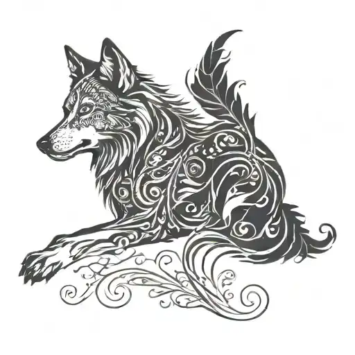 Wolf Sitting Silhouette