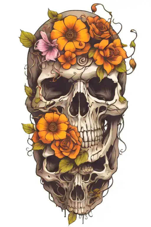 Flowering Skulls On Vines