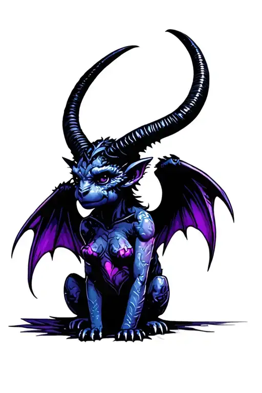 Baphomet Cute Baby Gargoyle Warrior With Her