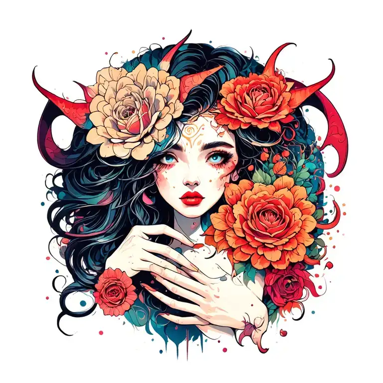 Demon Holding Pretty Girl