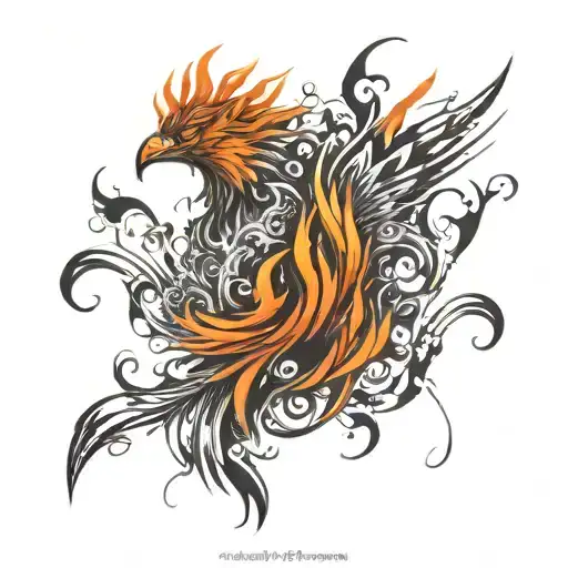 A Fiery Phoenix Rising From Flames Symbolizing Strength And Resilience