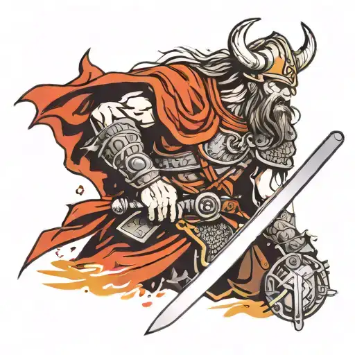 Viking Warrior Wielding A Sword