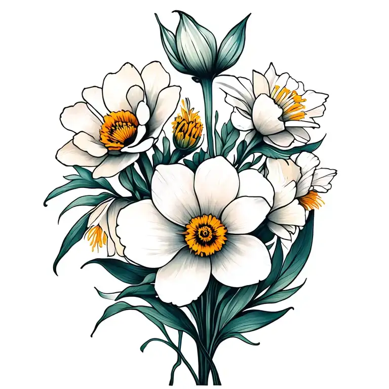 Carnation Narcissus Cosmos Flowers