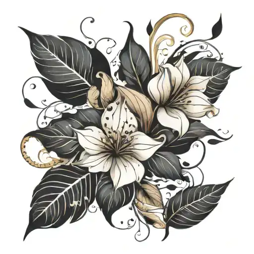 Flower Large Black Leaves