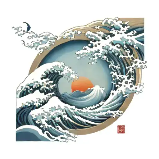 Enso Circle Paint Brushwith Tori Gate Great Wave
