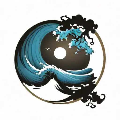 Enso Circle Paint Brush With Tori Gate Great Wave