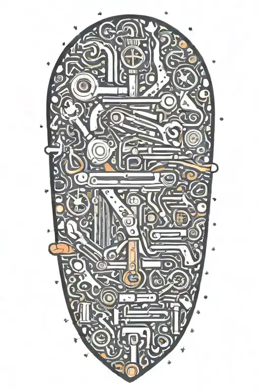A Mechanic's Toolset Arranged In The Shape Of A Constellation