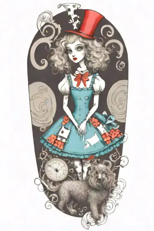 Alice In Wonderland With Poodle Dog
