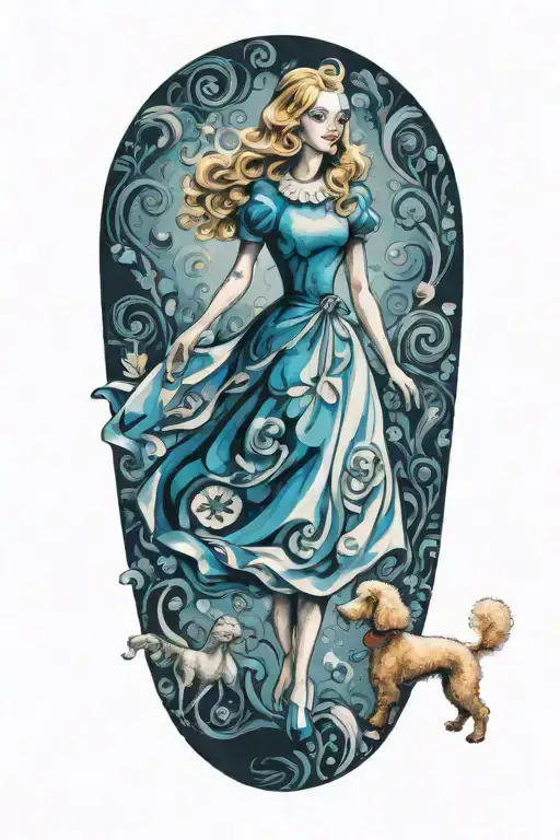 Alice In Wonderland Walking A Poodle