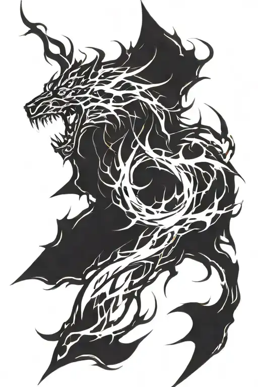 Rising Flames With Lightning Wrapped Together