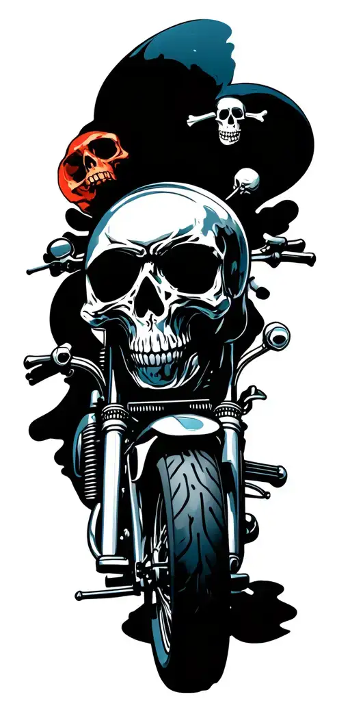 Bobber Motorcycle Surrounded By Skulls And Bones