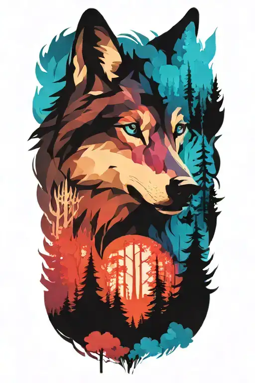 Wolf Blue Eyes Forest Landscape