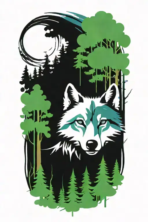 Wolf Blue Eyes Forest Landscape