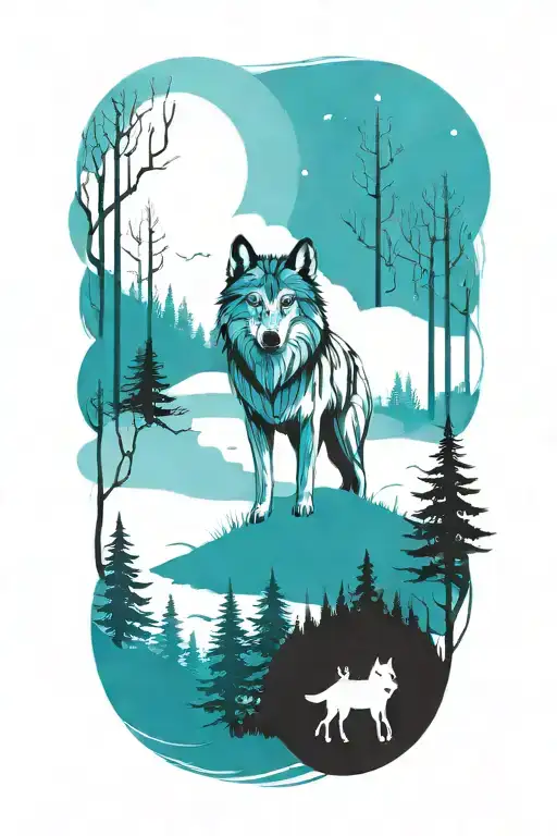 Wolf Blue Eyes Forest Landscape