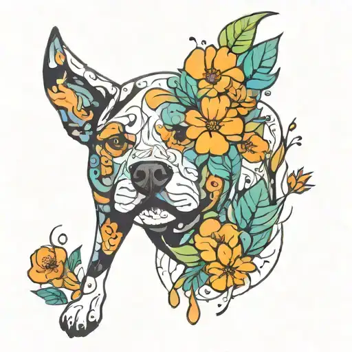 Dog And Flowers