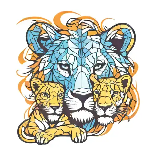 Lioness And Lion Cub