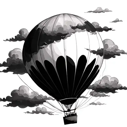 One Single Hot Air Balloon No Clouds