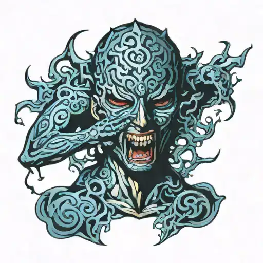 Man Wearing Mask Fighting Off Inner Demons