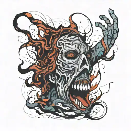 Man Screaming Wearing Mask Fighting Off Inner Demons