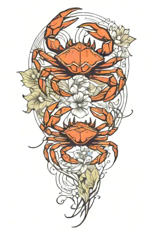 Crab And Lotus Flower Blooming