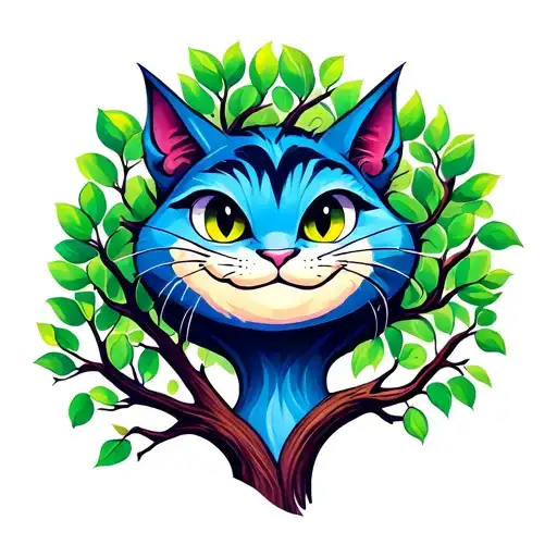 Happy Cheshire Cat In A Tree