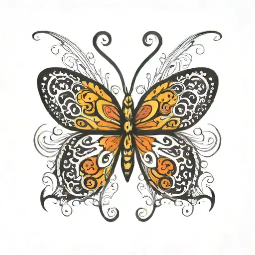 Butterfly With Wings Made Of Fire