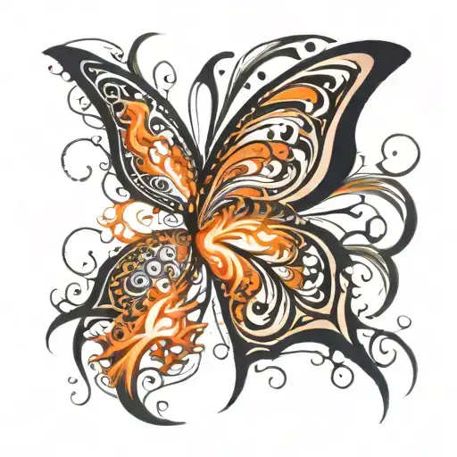 Tattoo Of Butterfly With Wings Made Of Fire