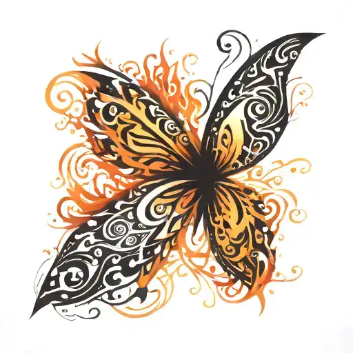 Tattoo Of Butterfly With Wings Made Of Fire