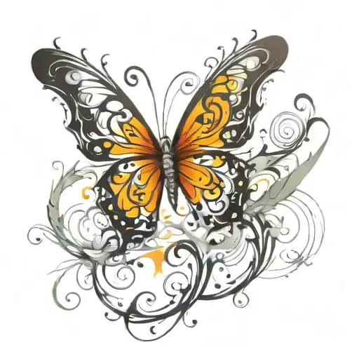 Tattoo Of Butterfly With Wings Made Of Fire