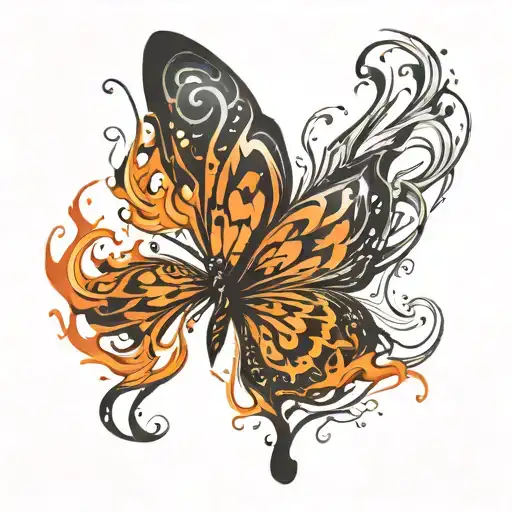 Tattoo Of Butterfly With Wings Made Of Fire