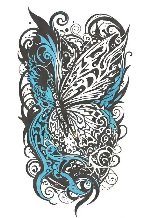 Tattoo Of Butterfly With Wings Made Of Fire