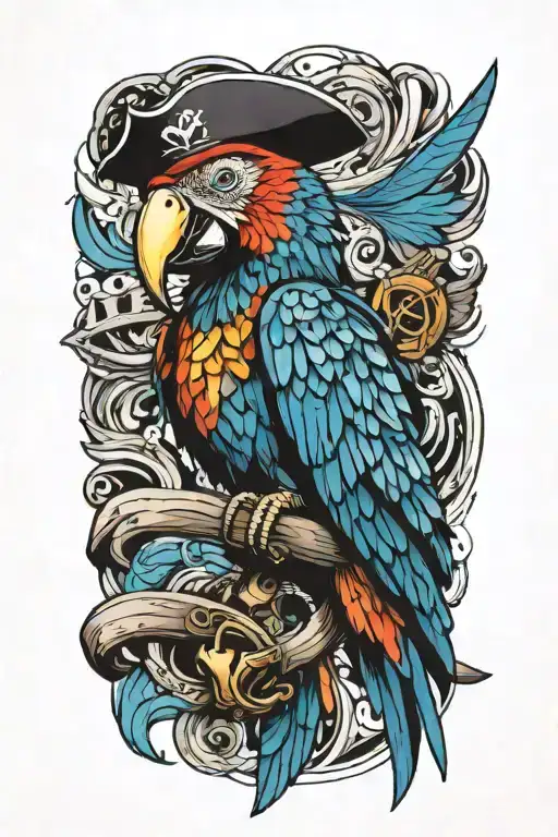 Parrot With Pirate Hat