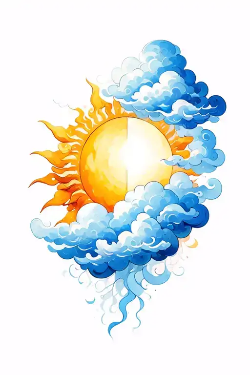 Cloud And Sun Hug Each Other