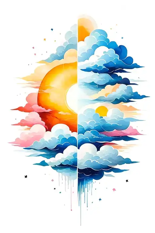 One Side Half A Son Only Other Side Clouds Only