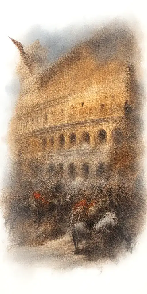Roman Colosseum With Soldiers And Horses Sleeve