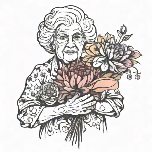 Granny Holding A Bouquet