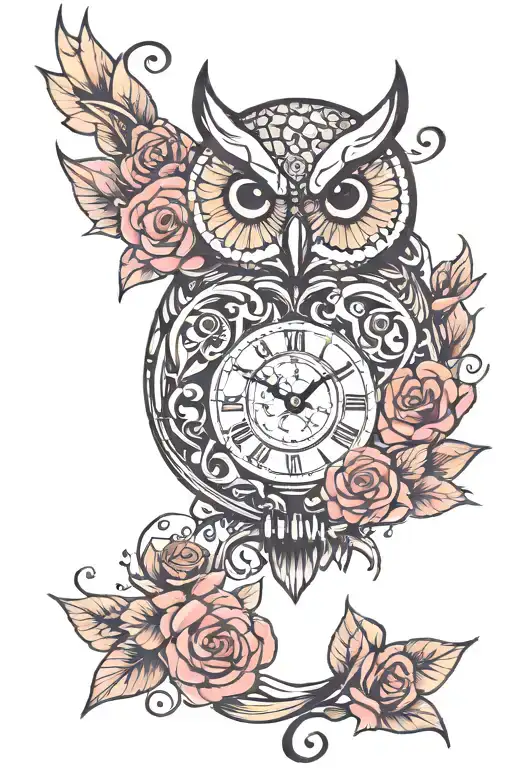 Owl Clock Rose
