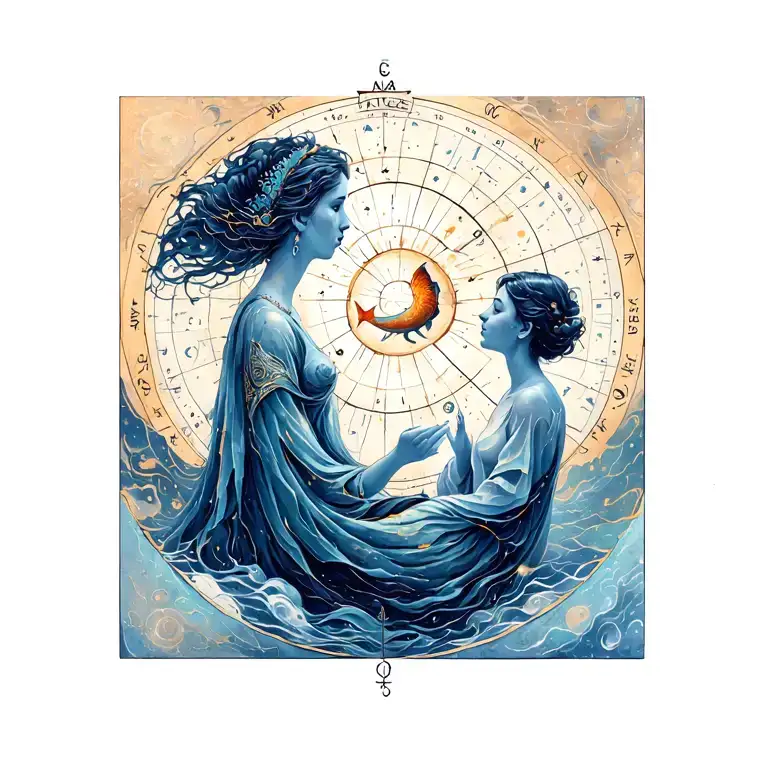 Astrological Map Siren Mother Looking Up At Pisces Son