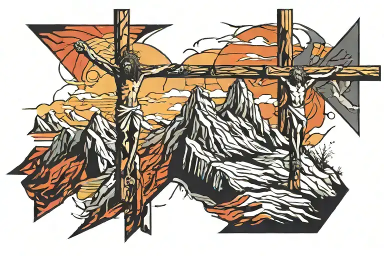 Jesus Christ Crucifixion On The Mountain