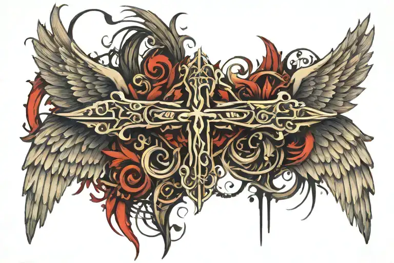 Cross With Wings Wrapped