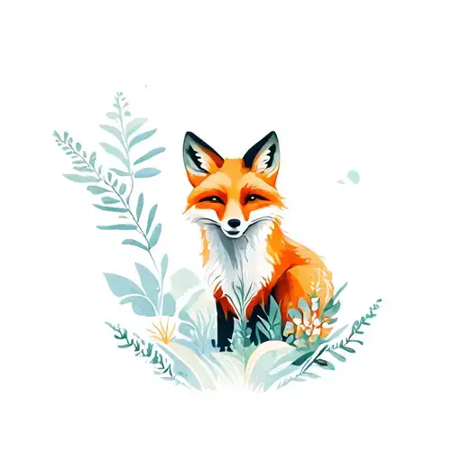 Natural Summer Scenery With Fox