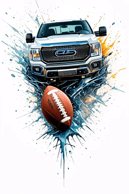 Diesel Truck With 22 On The Grill Breaking Through Football