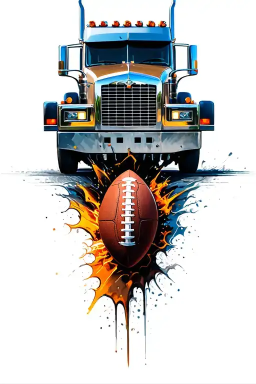 18 Wheeler With 22 On The Grill Breaking Through Football