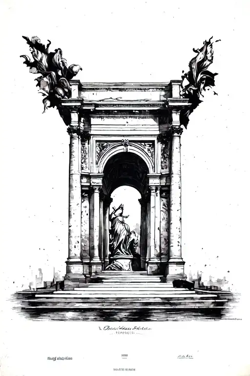 Tattoo Related To Italy History Monument With Fine Lines